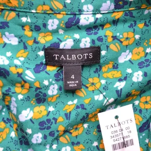 Talbots NWT Maxi Dress Green Floral Flower Size 4 - Picture 3 of 5